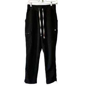 FIGS Yola Scrub Pants Black Drawstring Technical Collection Medium petite